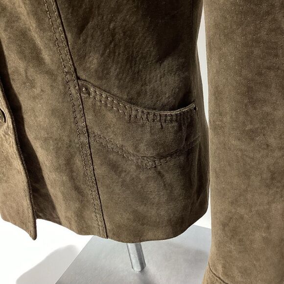 Anonymous By John Carlisle Suede Leather Coat Olive Green Small - Picture 7 of 12